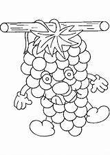 Coloring Pages Grapes Vegetables Fruits Strawberry Acorn sketch template