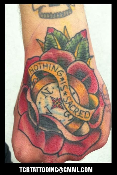 Compass And Rose Traditional Roses Hand Tattoos Circa Survive
