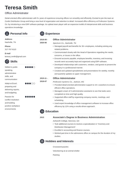 office administrator resume examples  guide  tips