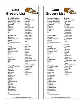 printable gout grocery list gout grocery list gout