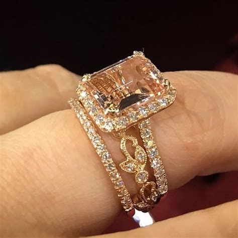 2019 new arrivals fashion big stone square rings champagne zircon ring