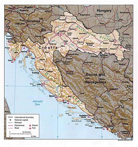 kaart topografie zuid europa kaart kroatie en zagreb adriatische kust