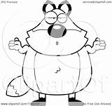 Shrugging Chubby Fox Clipart Cartoon Outlined Coloring Vector Thoman Cory Royalty sketch template