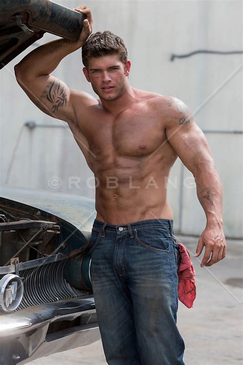 The Sexiest Shirtless Auto Repair Man Rob Lang Images Licensing And