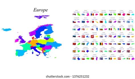 europe map countries national flags