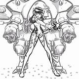 Overwatch Coloring Pages Dva Sketchite Credit Larger sketch template