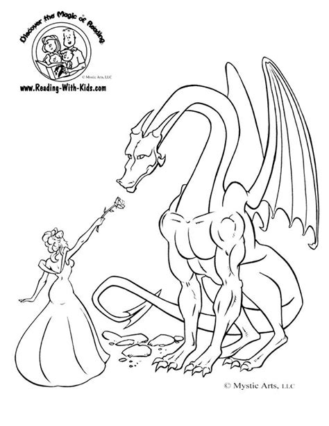 princess dragon colouring page   picture  invitations
