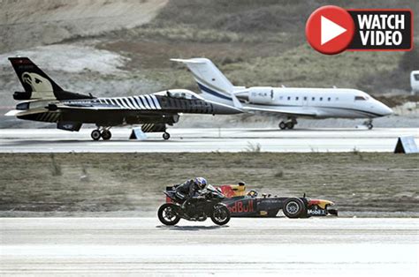 F1 Car Takes On 1 500mph F 16 Private Jet And Fastest