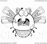 Dragonfly Chubby Scared Clipart Cartoon Evil Grinning Outlined Coloring Vector Thoman Cory Royalty Clipartof sketch template