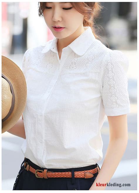 overhemd korte mouw korte mouw wit blouse overhemd nieuw werk katoen en linnen jasje zomer dames