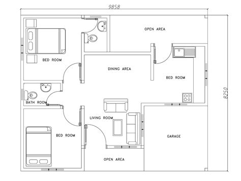 bed room modern house plan dwg net cad blocks  house plans