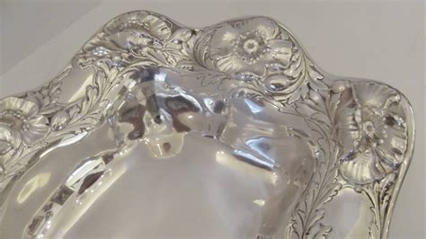 sterling silver repousse scalloped edge bowl made by