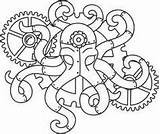 Embroidery Patterns Steampunk Hand Google Octopus Coloring sketch template