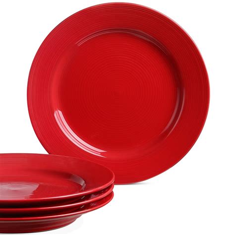 amazoncom le tauci dinner plates set   ceramic platesset   true red kitchen dining