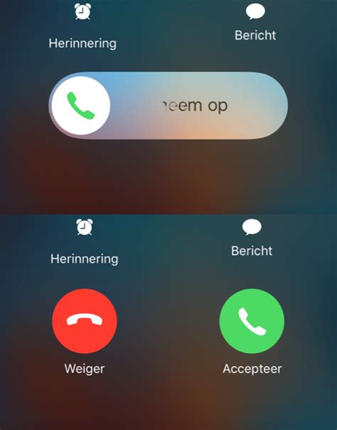 verschillende schermen bij telefoongesprek op iphone