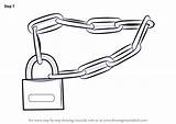 Padlock Draw Drawing Step Tutorials Everyday Objects Drawingtutorials101 sketch template