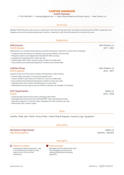 forklift operator resume examples guide