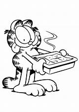 Garfield Coloring Printable Pages Food Lasagna Cute Color Cat Print His Cartoon Favorite Strip Comic sketch template
