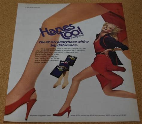1982 print ad hanes too pantyhose hosiery lady legs smile hair fashion