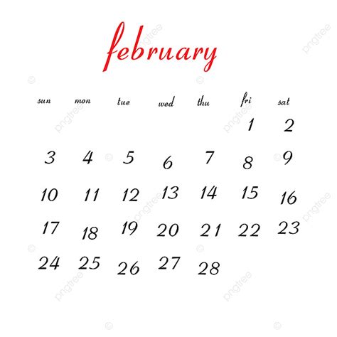 February 2019 Calendar Calendar Clean White Png And Vector With