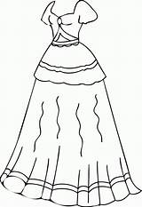 Coloring Pages Dress Dresses Printable Popular sketch template