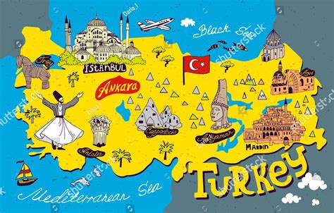 tourist map  turkey tourist attractions  monuments  turkey