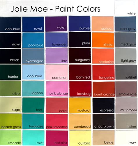 color samples color chart swatches  joliemaecollections  etsy