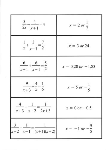 solving algebraic fractions worksheet  worksheet solving