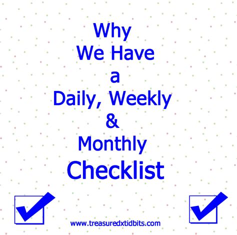 treasured tidbits  tina     daily weekly monthly checklist