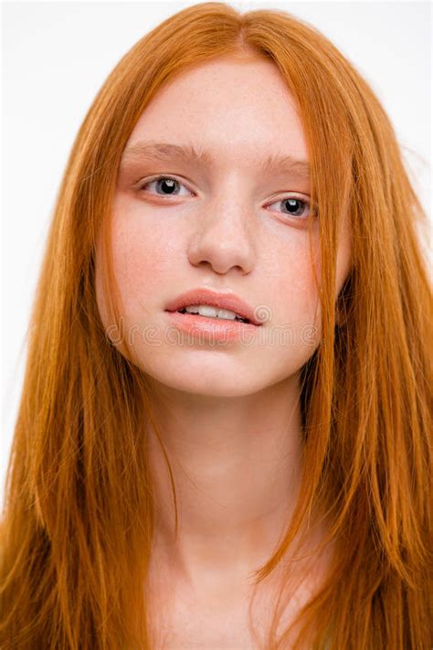 Closeup Portrait Of Sensual Beautiful Natural Redhead