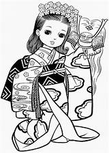 Japonesas Bonecas Kimono Publicidade Boneca sketch template