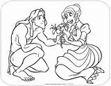 Tarzan Coloring Jane Pages Disneyclips Offering Flowers sketch template