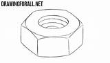 Nut Draw Drawing Drawingforall Unnecessary Outlines Erase Hole Lines Inside Thread sketch template