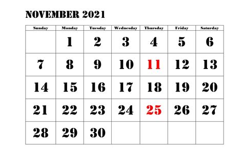 november  calendar printable blank templates