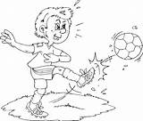 Coloring Ball Boy Kicking Soccer Pages Football Practice Boys William Playing Park sketch template
