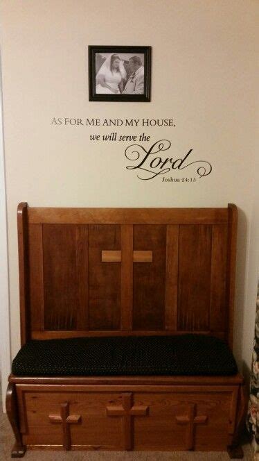 probably my favorite spot in our whole place our prayer bench from the wedding made by hand