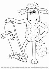 Sheep Shaun Draw Drawing Step Drawingtutorials101 Cartoon Learn sketch template