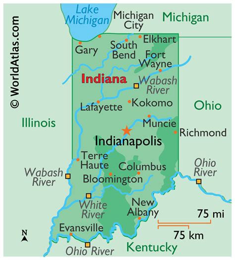 map  indiana large color map
