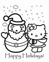 Kitty Hello Coloring Christmas Pages Sheet sketch template