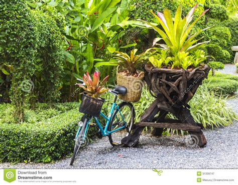 bicicleta decorada com plantas fotografia de stock royalty
