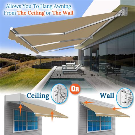 awning retractable manual yard patio deck awning cover canop sunrise umbrella