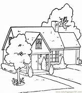 Coloring Pages Houses House Garden Popular sketch template