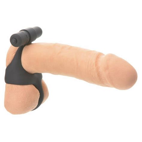 silicone vibrating scrotum cock ring with ball spreader black sex