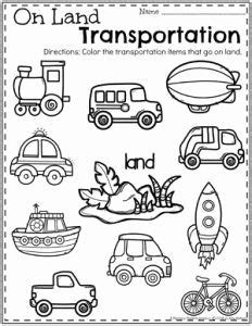 transportation worksheets  preschool   transportation