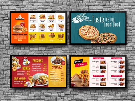 design restaurant food menu static screen menu board flyer  banner ubicaciondepersonas