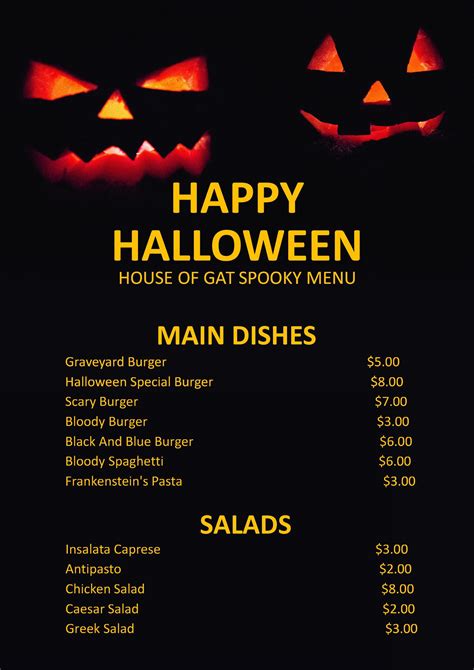 halloween menu template collection