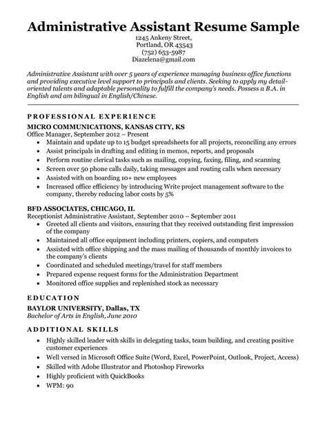 administrative assistant resume  write  today