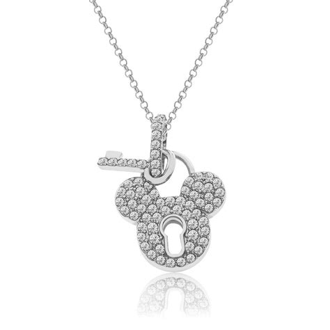 mickey mouse sterling silver lock necklace disney designer jewelry collection mickey mouse