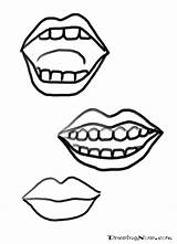 Mouth Print Coloring Pages Tongue Drawingnow Lips Template Teeth sketch template
