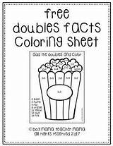 Doubles Facts Popcorn Grade Coloring Math Color Add First 1st Teacherspayteachers sketch template